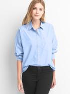Gap Women Poplin Oversize Cocoon Shirt - Light Blue Oxford