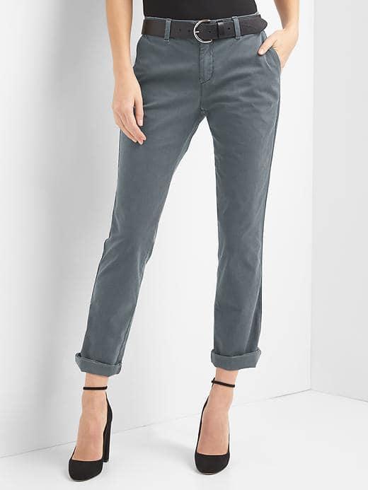 Gap Women Girlfriend Twill Stripe Chinos - Washed Black