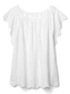 Gap Women Embroidery Flutter Sleeve Top - Optic White