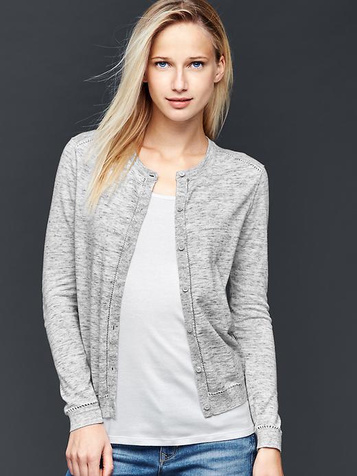 Gap Women Pointelle Cardigan Sweater - Heather Grey