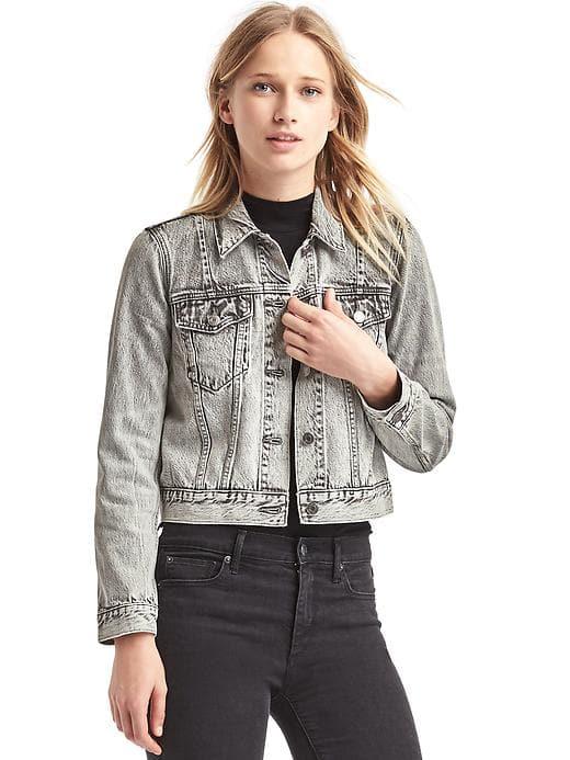 Gap Women Short Icon Denim Jacket - Grey Denim