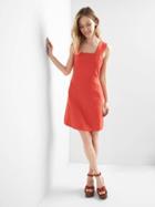 Gap Women Linen Fit And Flare Dress - New Coral