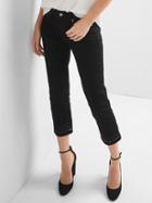 Gap Women Mid Rise Embroidery Slim Crop Jeans - Solid Black