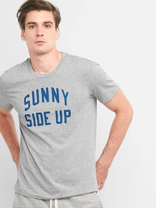 Gap Men Modal Short Sleeve Graphic Tee - Light Heather Grey