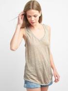 Gap Women Linen Lace V Neck Tank - Anchorage Cream