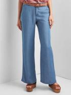 Gap Women Indigo Tencel Wide Leg Trousers - Indigo