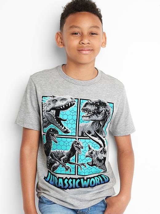 Gap Jurassic Dinosaur Graphic Tee - Light Heather Gray