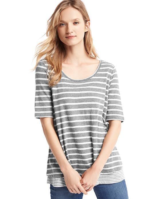 Gap Double Layered Nursing Tee - Gray/white Stripe