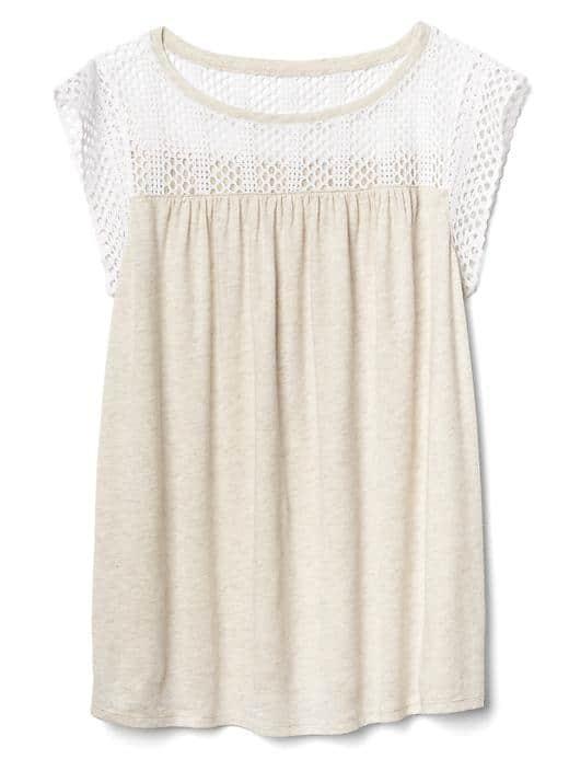 Gap Women Crochet Lace Tank - Oatmeal Heather