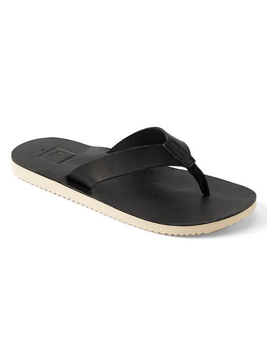Gap Men Leather Flip Flops - True Black