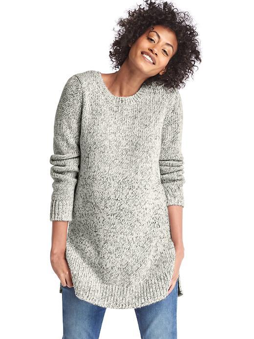 Gap Marled Side Slit Sweater - Light Grey Marle