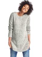 Gap Marled Side Slit Sweater - Light Grey Marle
