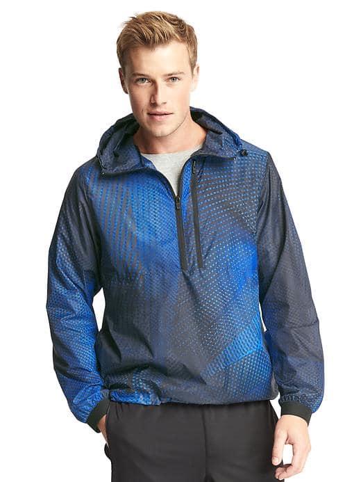 Gap Men Packable Print Anorak - Light Blue/navy