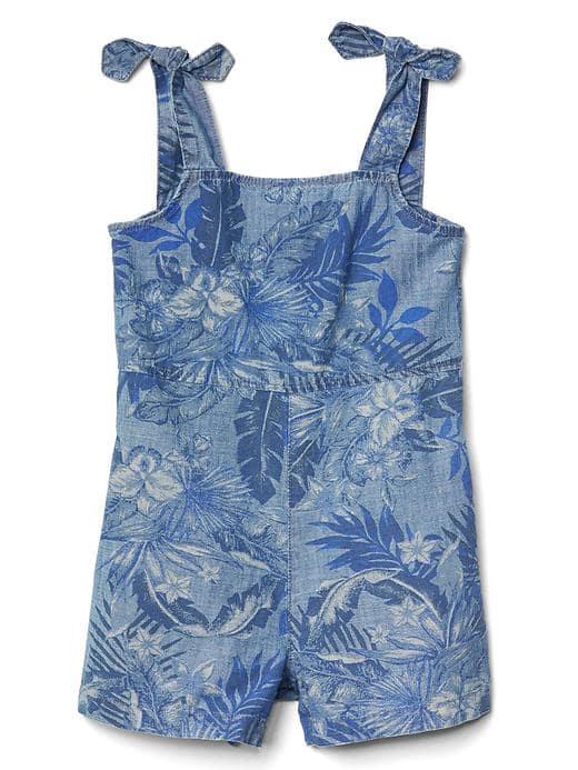 Gap Tropic Floral Chambray Romper - Blue Palm
