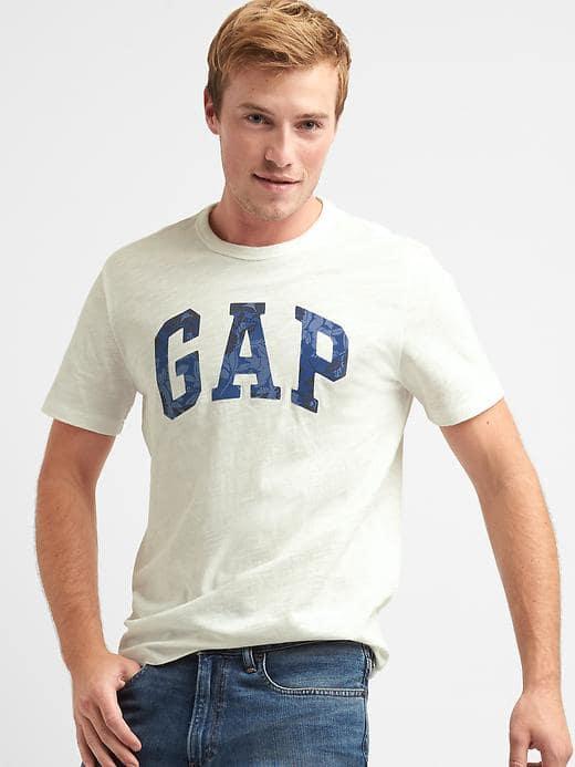 Gap Men Floral Logo Short Sleeve Tee - New Off White