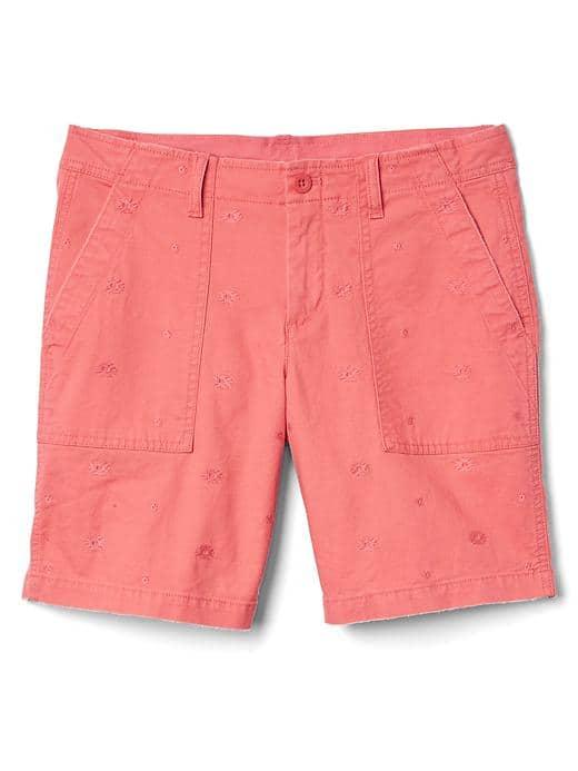 Gap Women Embroidery Girlfriend Chino Shorts - Coral