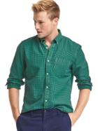 Gap Men Oxford Micro Gingham Slim Fit Shirt - Green Plaid