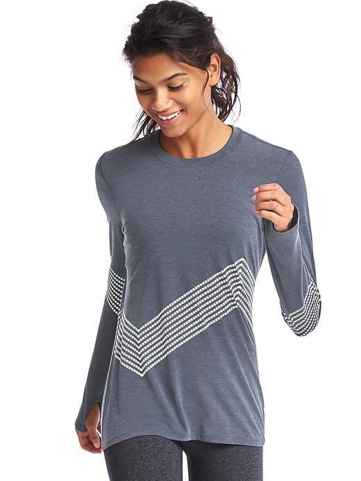 Gap Women Gapfit Breathe Print Long Sleeve Tee - True Indigo