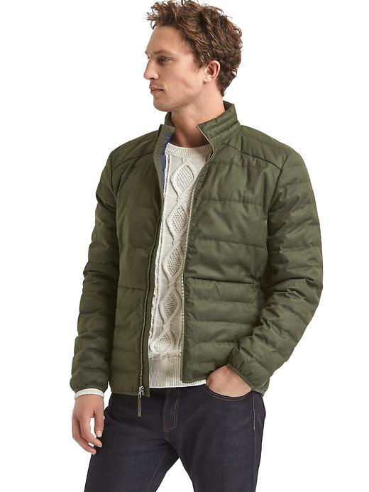 Gap Men Coldcontrol Max Herringbone Puffer - Deep Woods