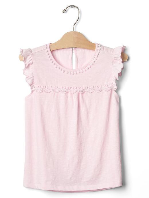 Gap Crochet Trim Flutter Top - Babe Pink