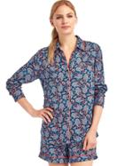 Gap Women Piping Long Sleeve Sleep Shirt - Paris Paisley Blue