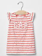 Gap Logo Starry Stripe Dress - Fresh Coral