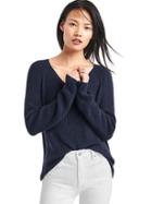 Gap Women Soft Textured Merino Wool Blend Sweater - True Indigo
