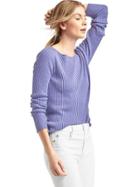 Gap Women Soft Textured Long Sleeve Tee - Blue Heather