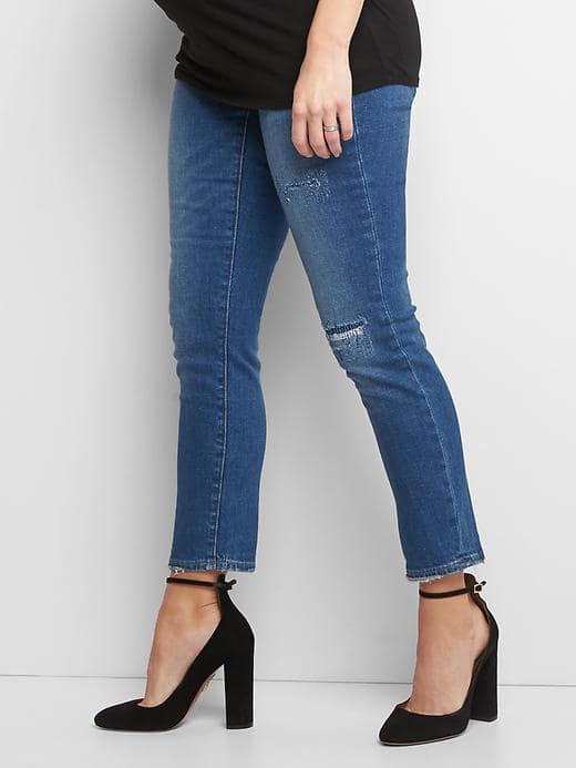 Gap Full Panel Frayed Best Girlfriend Jeans - Light Indigo