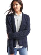 Gap Women Cable Knit Hi Lo Cardigan - Dark Night