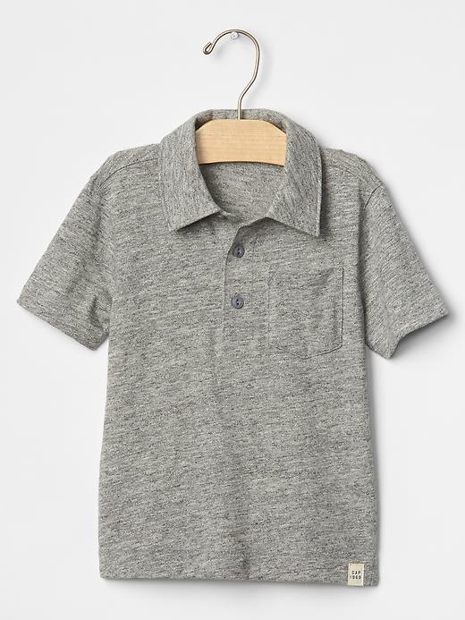 Gap Marled Pocket Polo - Light Grey Marle