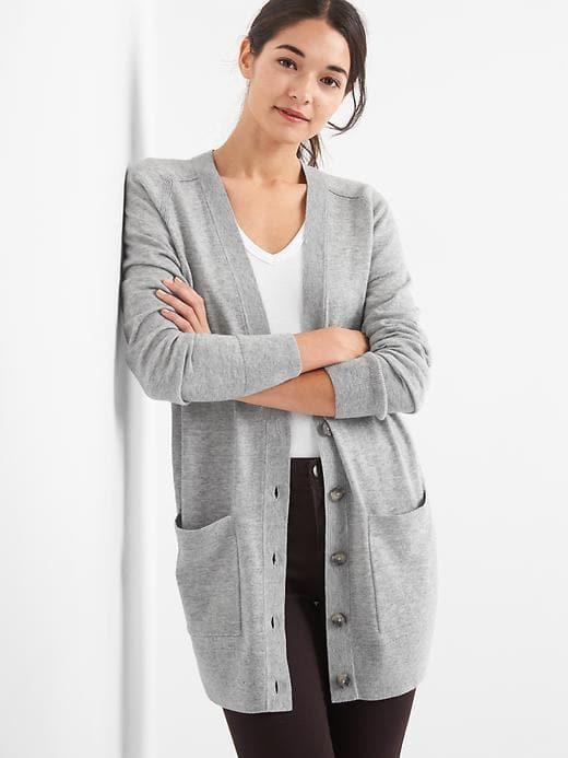 Gap Wool Button Front Cardigan - Heather Grey
