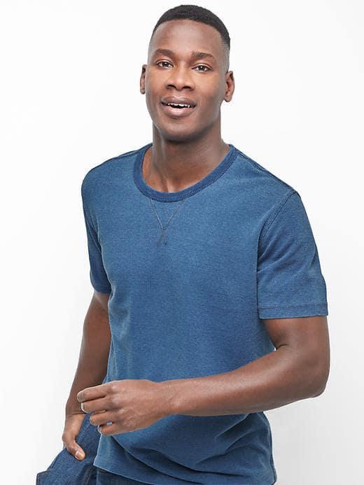 Gap Indigo Pique Crewneck Tee - Light Indigo