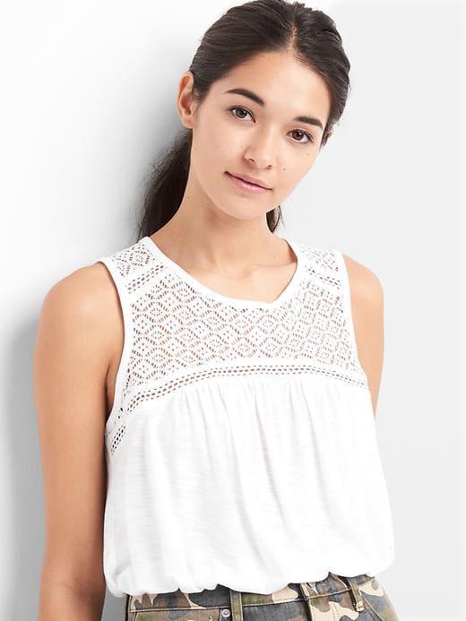 Gap Diamond Crochet Tank - White