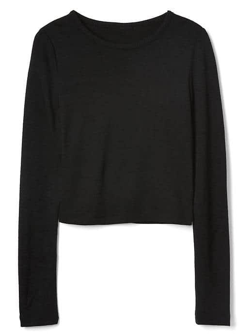 Gap Women Softspun Knit Long Sleeve Crop Top - True Black