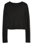 Gap Women Softspun Knit Long Sleeve Crop Top - True Black
