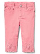 Gap Stretch Eyelet Straight Crop Jeans - Coral Frost