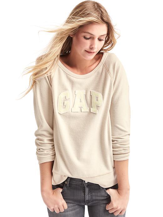Gap Women Relaxed Felt Logo Sweatshirt - Oyster