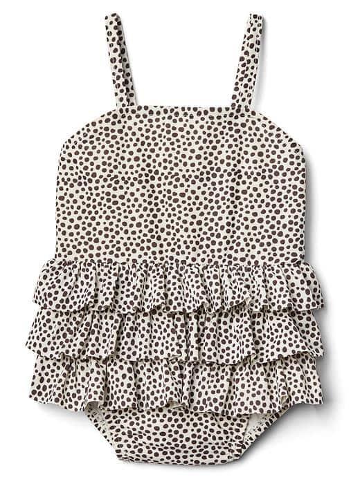 Gap Print Ruffle Swim One Piece - Leopard