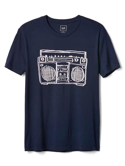 Gap Men Boombox Graphic Crewneck Tee - Tapestry Navy