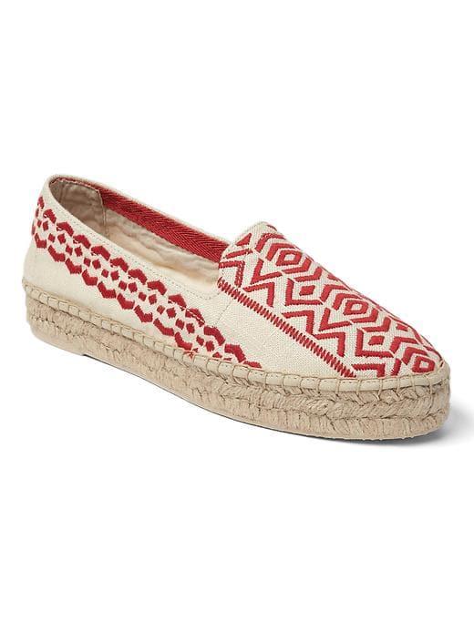 Gap Women Print Platform Espadrilles - White Embroidery