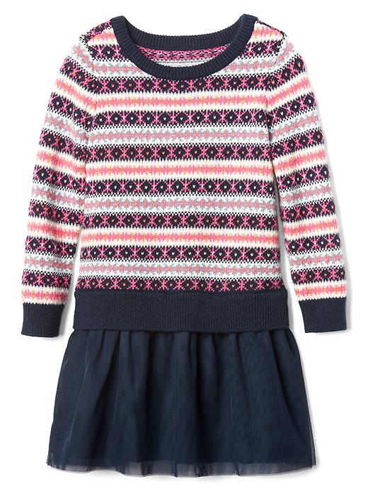 Gap Fair Isle Tutu Dress - Blue Fairisle