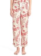 Gap Women Lodge Flannel Print Roll Tab Sleep Pants - Toile De Jouy Red