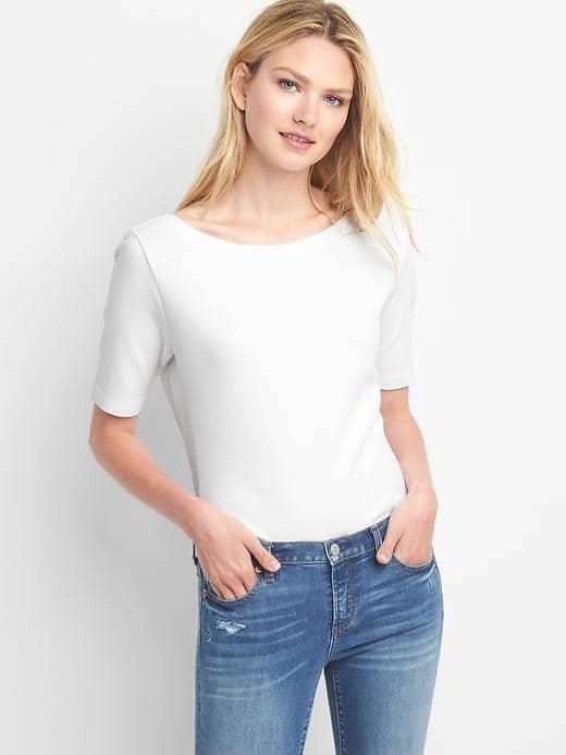 Gap Women Ponte V Neck Tee - White