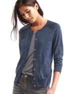 Gap Women Merino Wool Crewneck Cardigan - Indigo