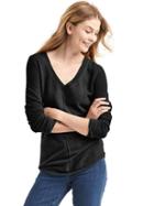 Gap Women Deep V Neck Long Sleeve Sweater - True Black