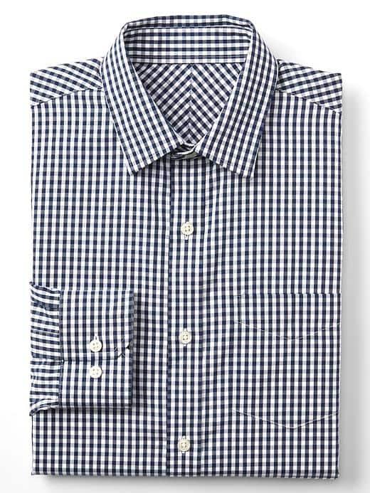 Gap Wrinkle Resistant Gingham Standard Fit Shirt - Comet Blue
