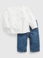 Baby Two-piece Denim Outfit Set With Washwell