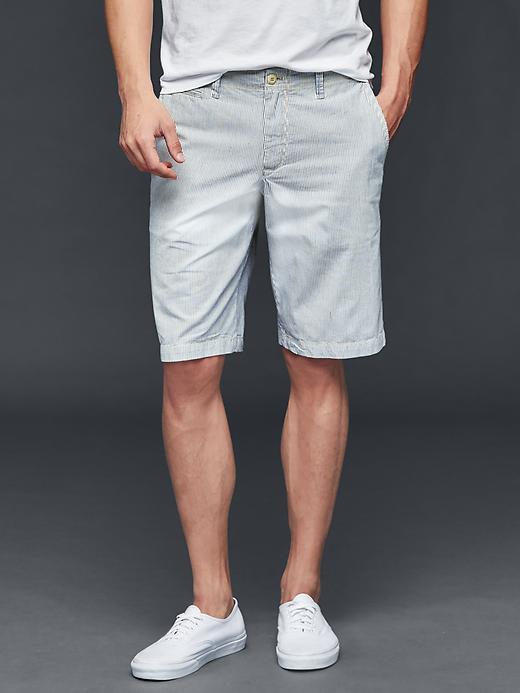 Gap Men Everyday Railraod Stripe Shorts 12 - Light Blue