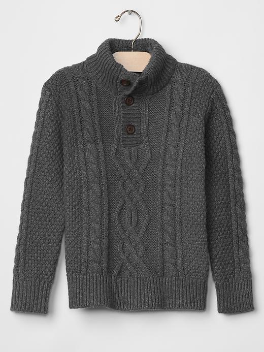 Gap Cozy Cable Mockneck Sweater - Heather Grey